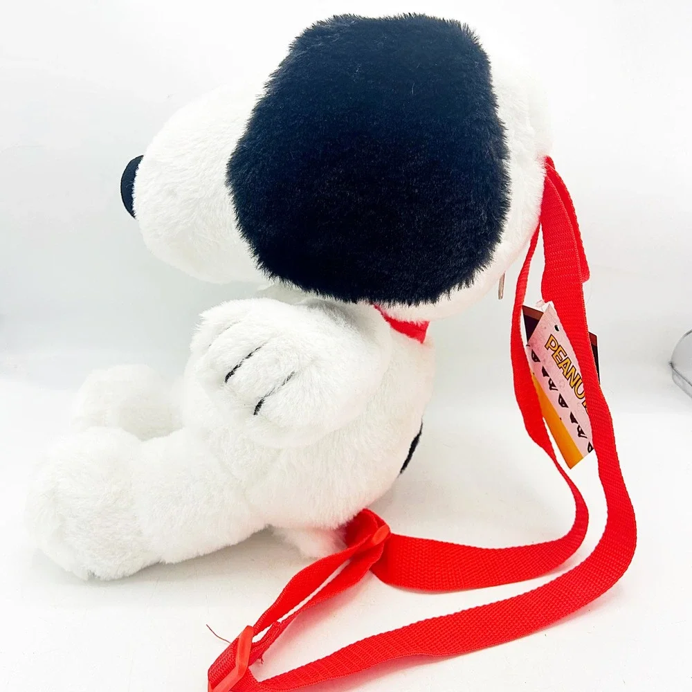 Peanuts Snoopy Plush Backpack Plush Red Straps Zipper Bag